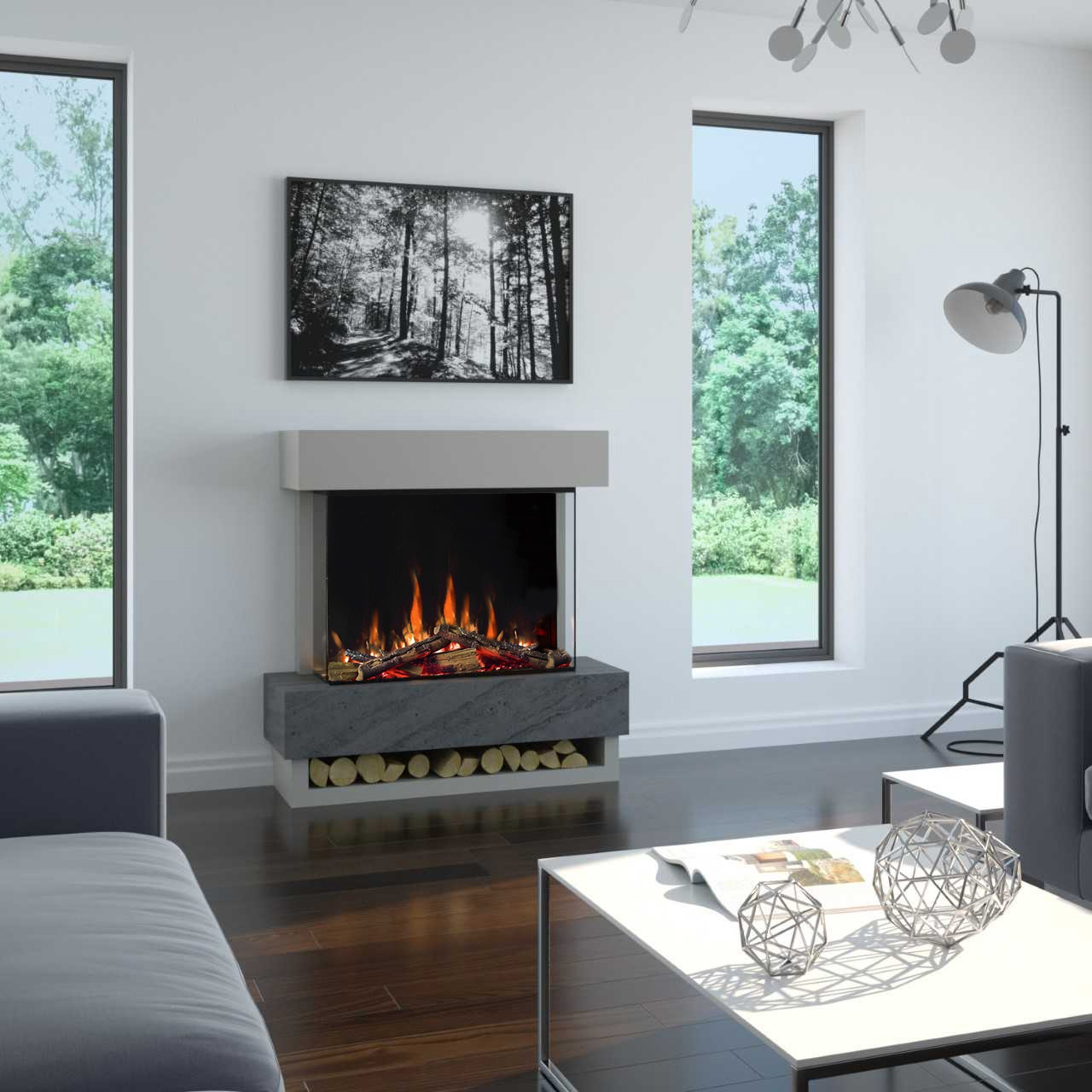 An image of OER Icon Electric Fireplace Suite - White